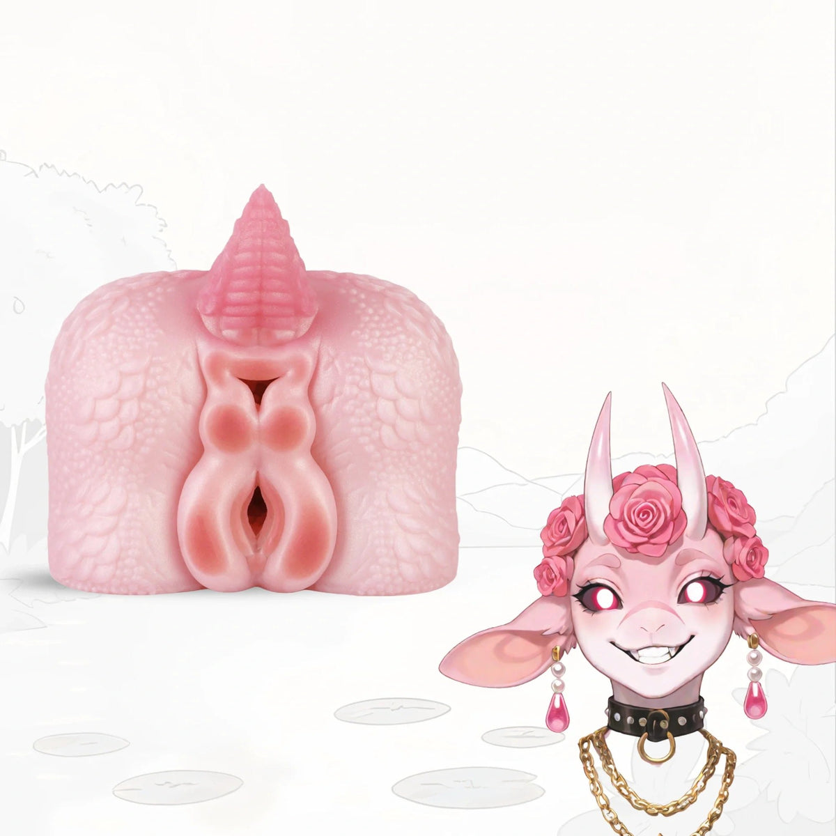 Pink dragon-scale dual channel masturbator, photo 1