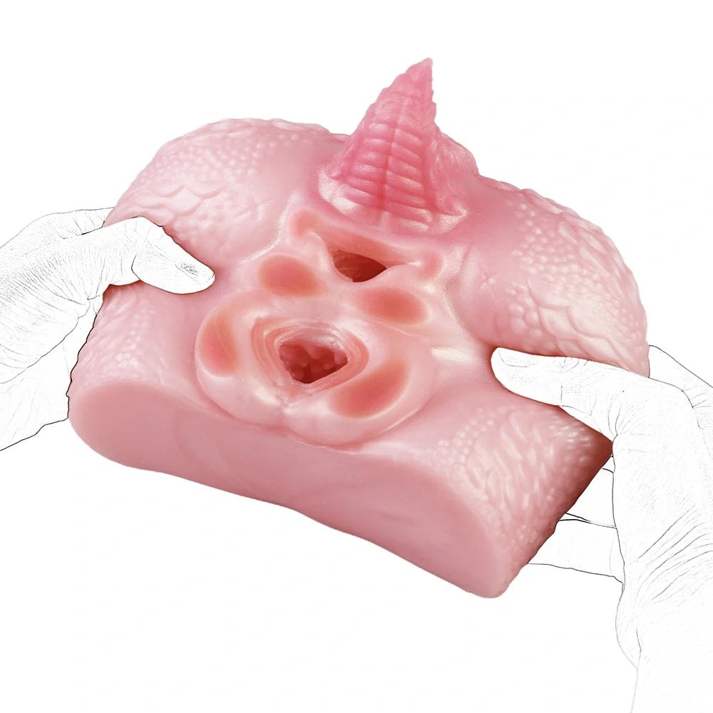 Pink dragon-scale dual channel masturbator, photo 13