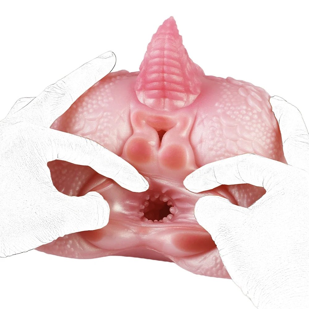 Pink dragon-scale dual channel masturbator, photo 4