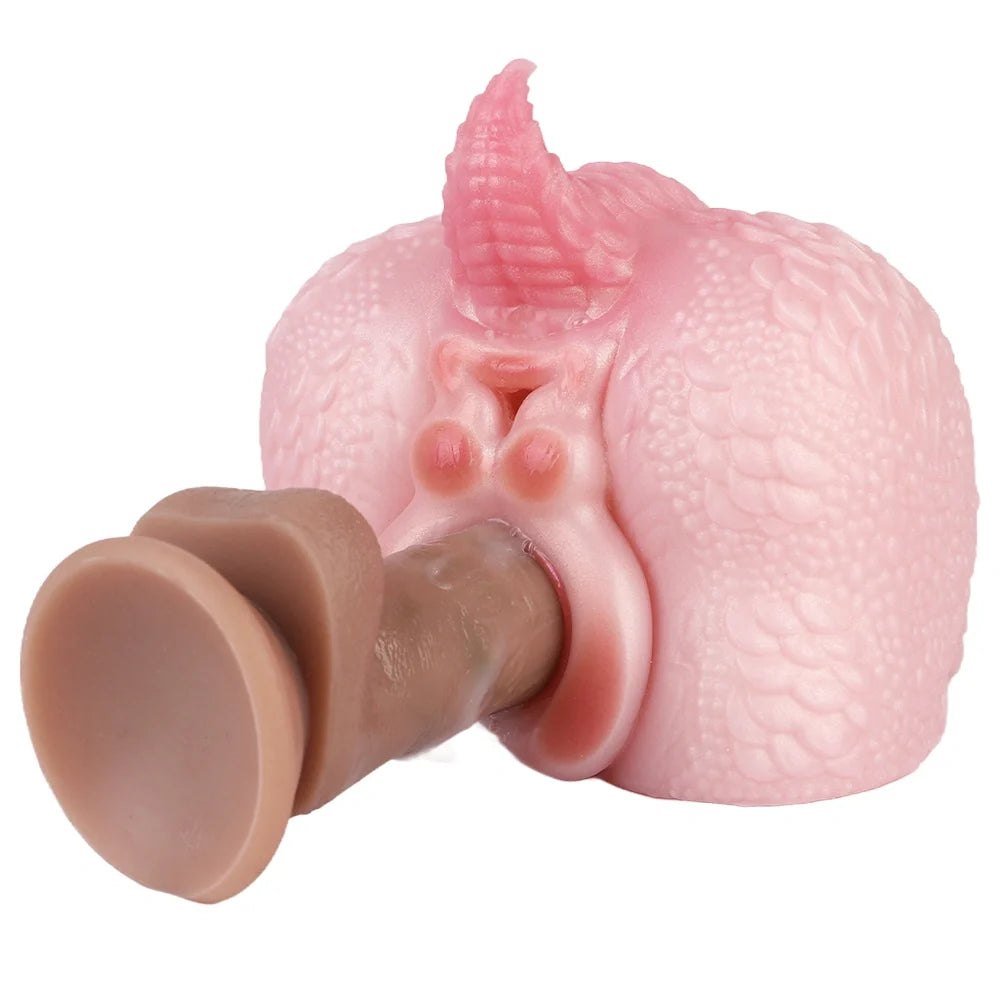 Pink dragon-scale dual channel masturbator, photo 5