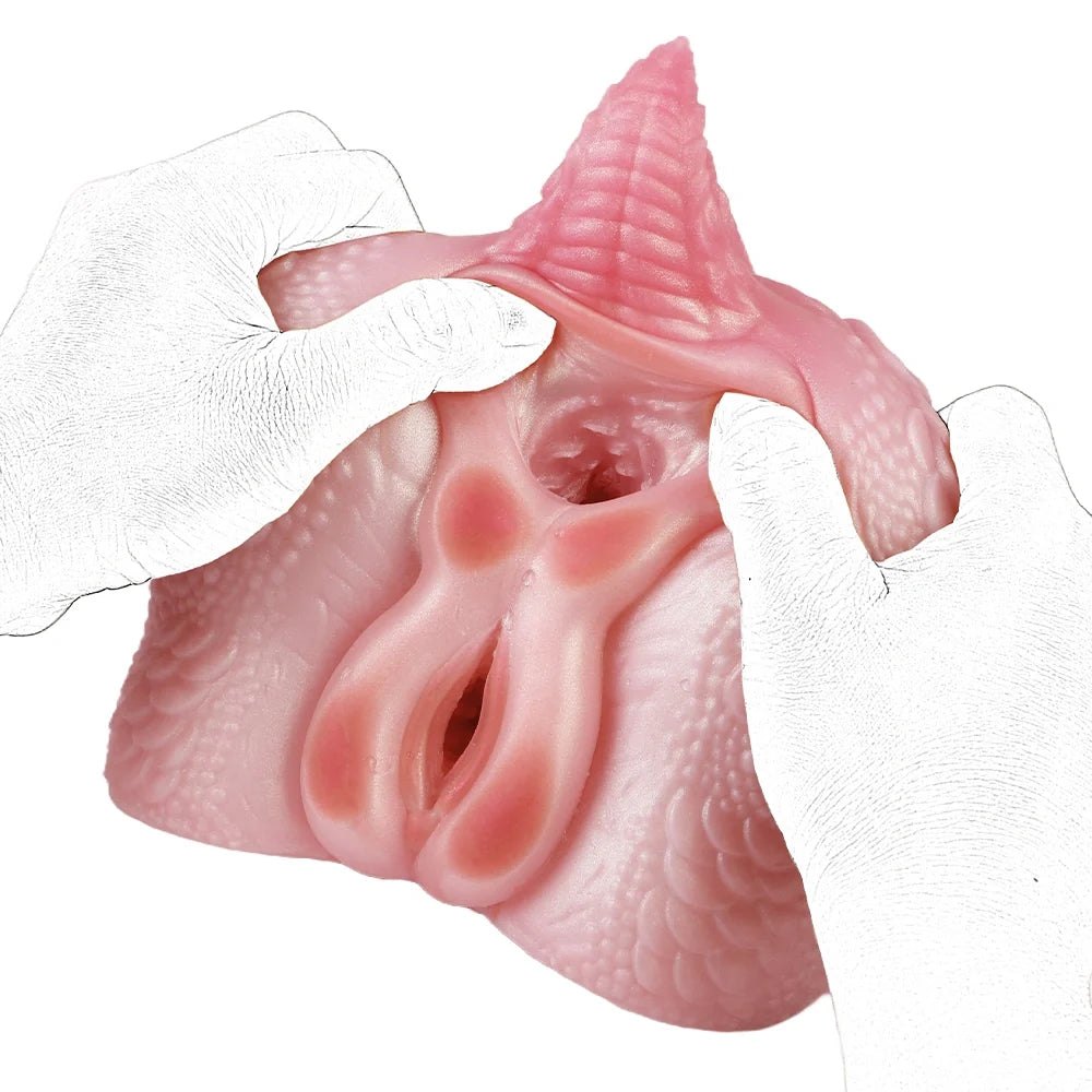 Pink dragon-scale dual channel masturbator, photo 8
