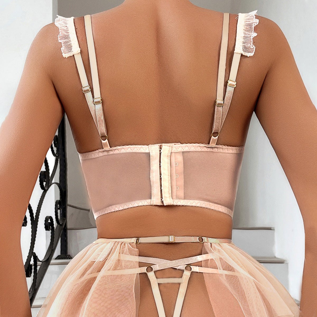 Gold quilted embroidery mesh tutu dress, photo 4