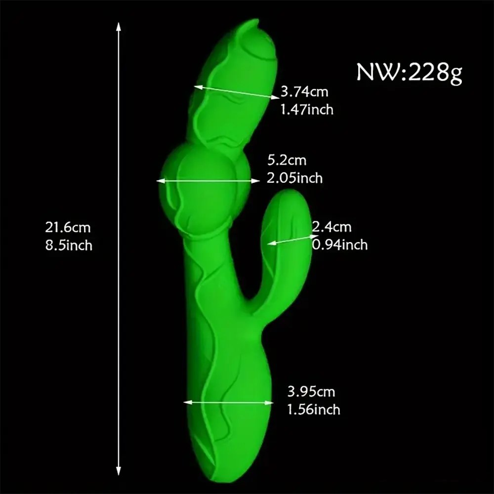 Green rabbit arm silicone g-spot dildo
