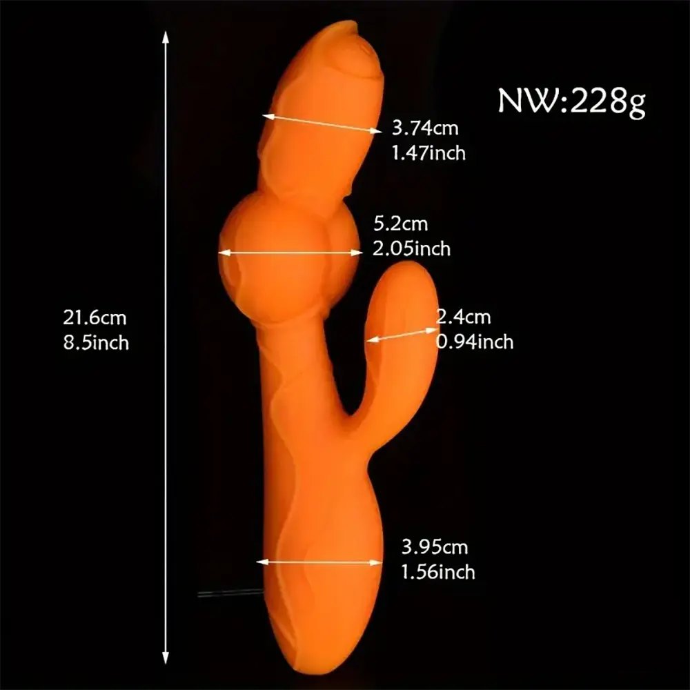 Orange rabbit arm silicone g-spot dildo