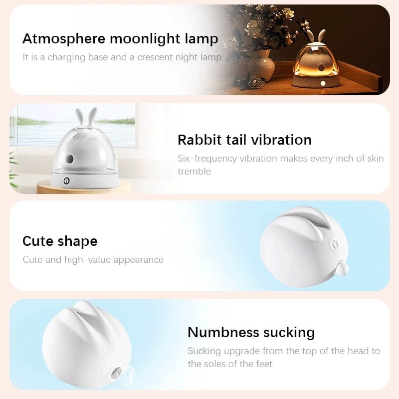 White rabbit clitoral suction vibrator on light-up charging base, photo 3