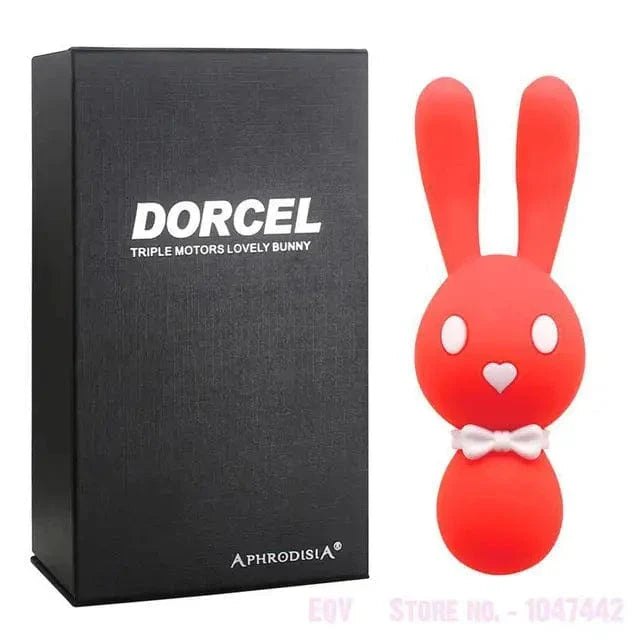 Orange rabbit ear triple motor silicone vibrator