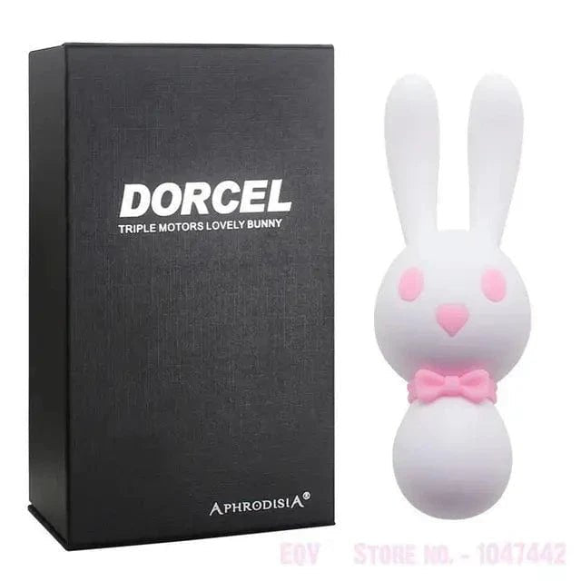 White rabbit ear triple motor silicone vibrator