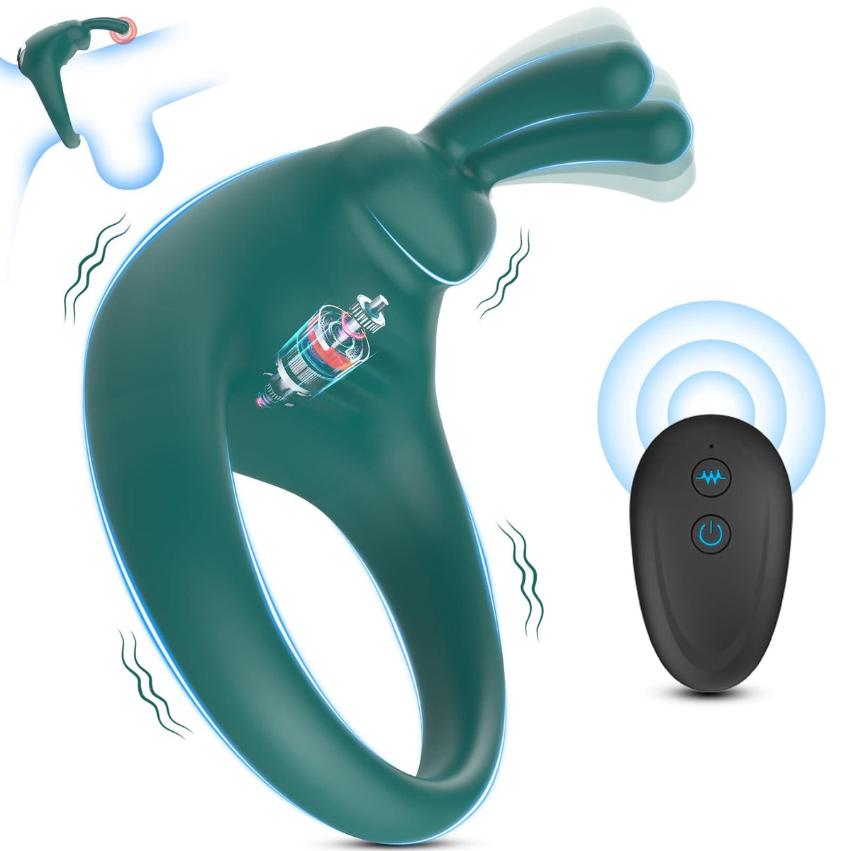 Green rabbit ears vibrating cock ring