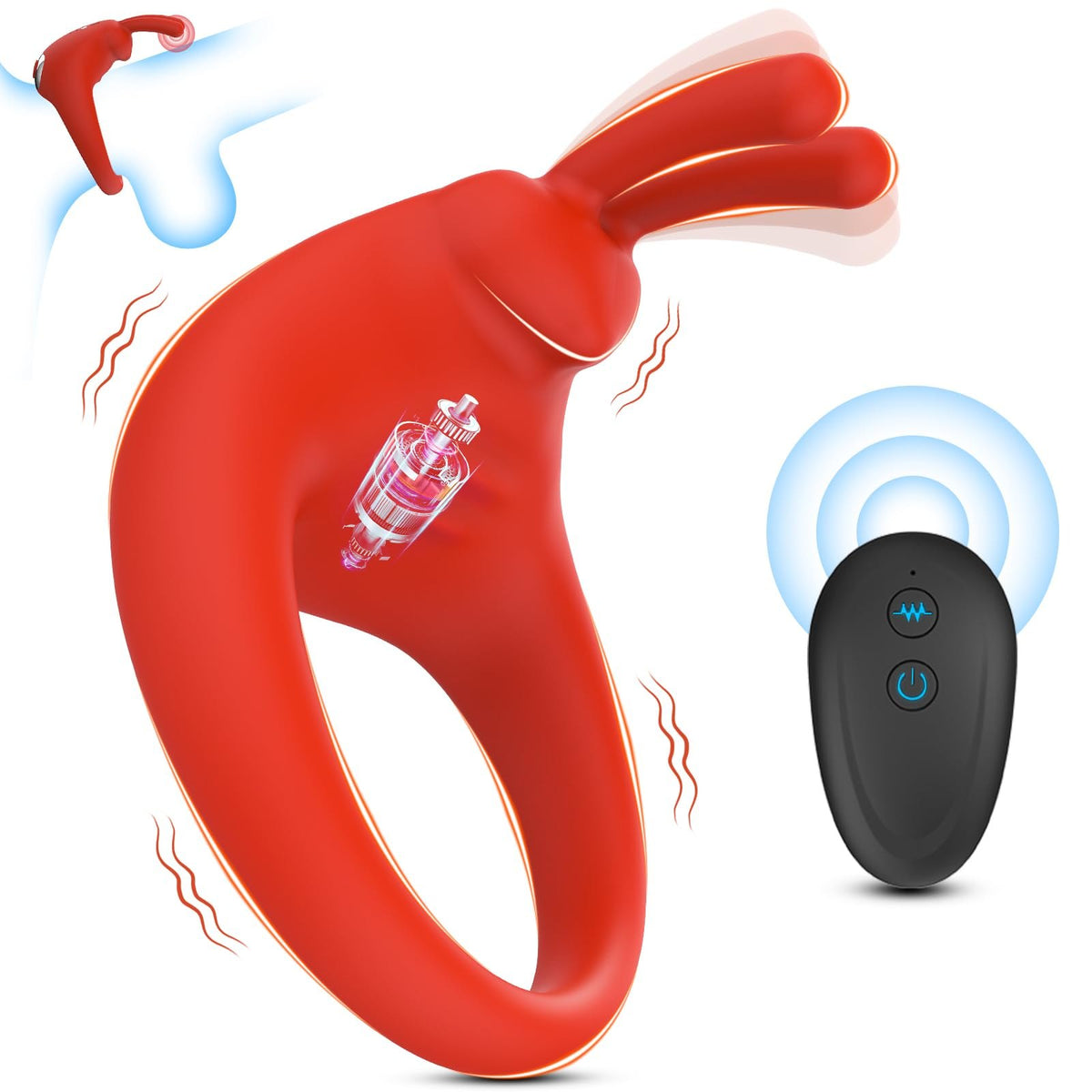 Red rabbit ears vibrating cock ring