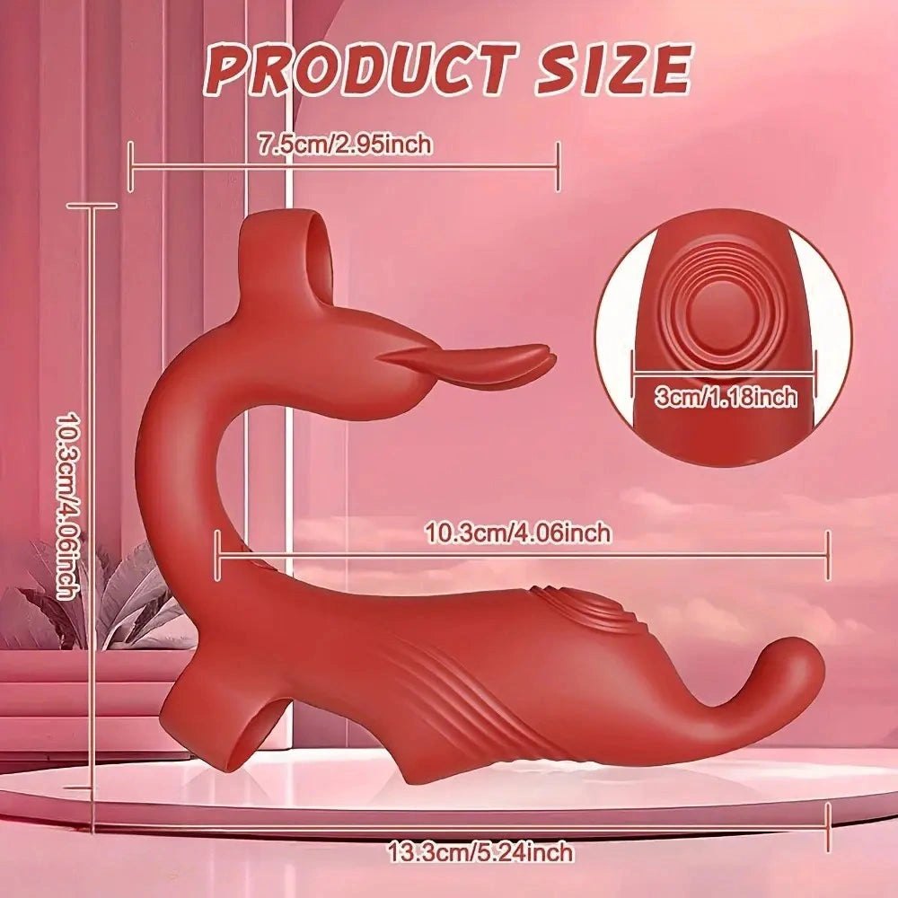 Red silicone rabbit finger vibrator, photo 10