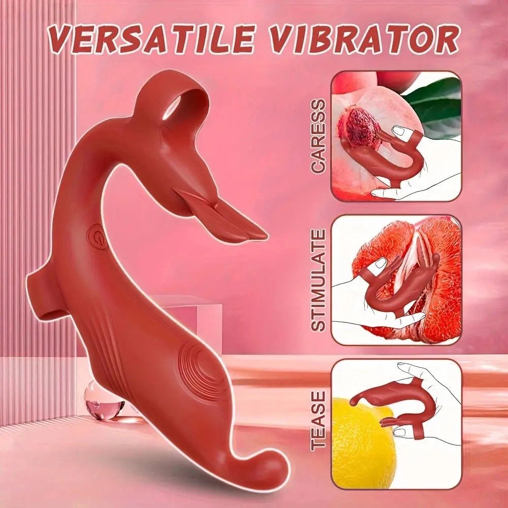 Red silicone rabbit finger vibrator, photo 4