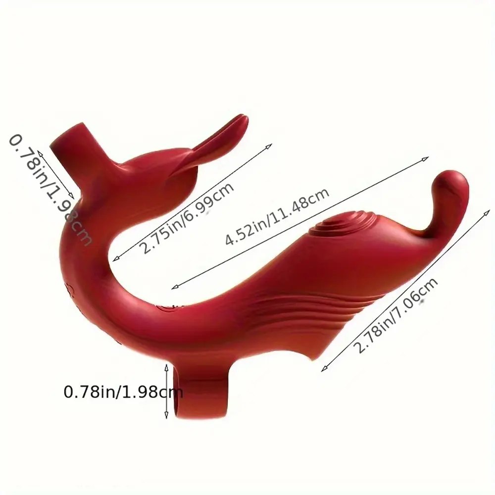 Red silicone rabbit finger vibrator, photo 6