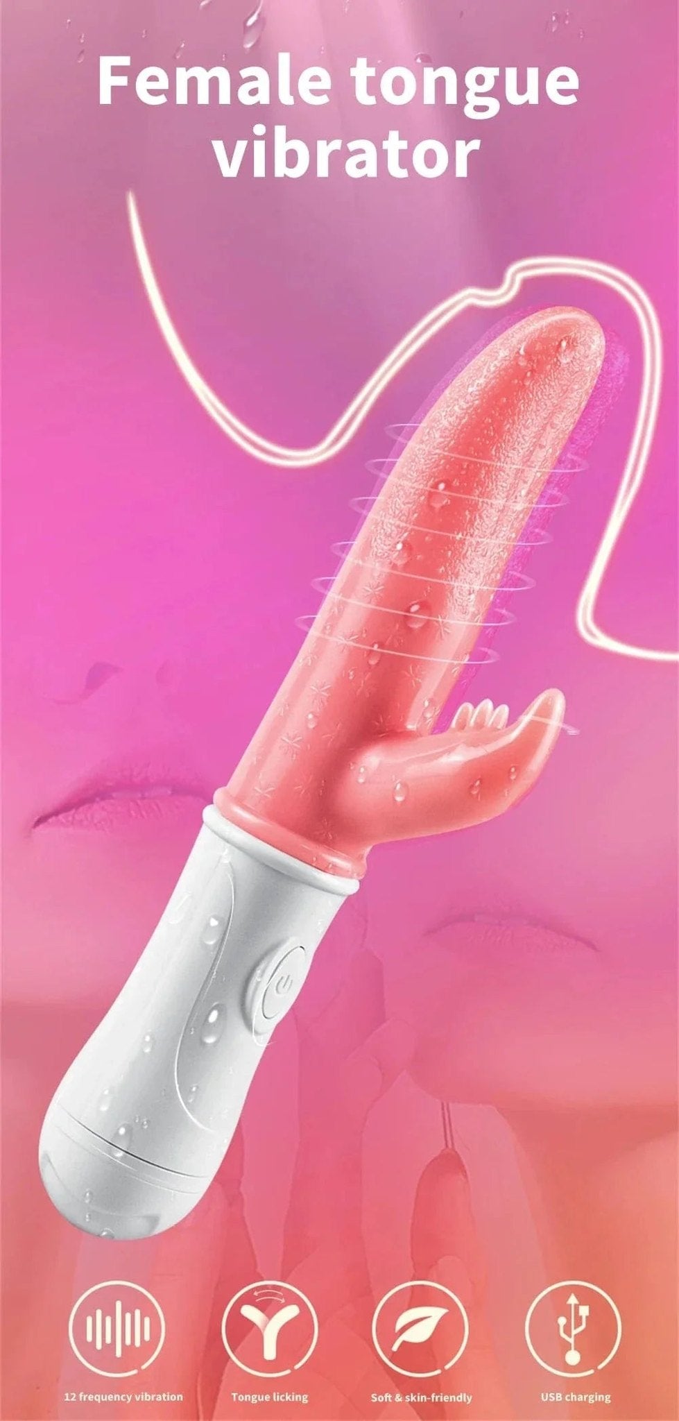 Pink rabbit vibrator with clit arm, photo 3