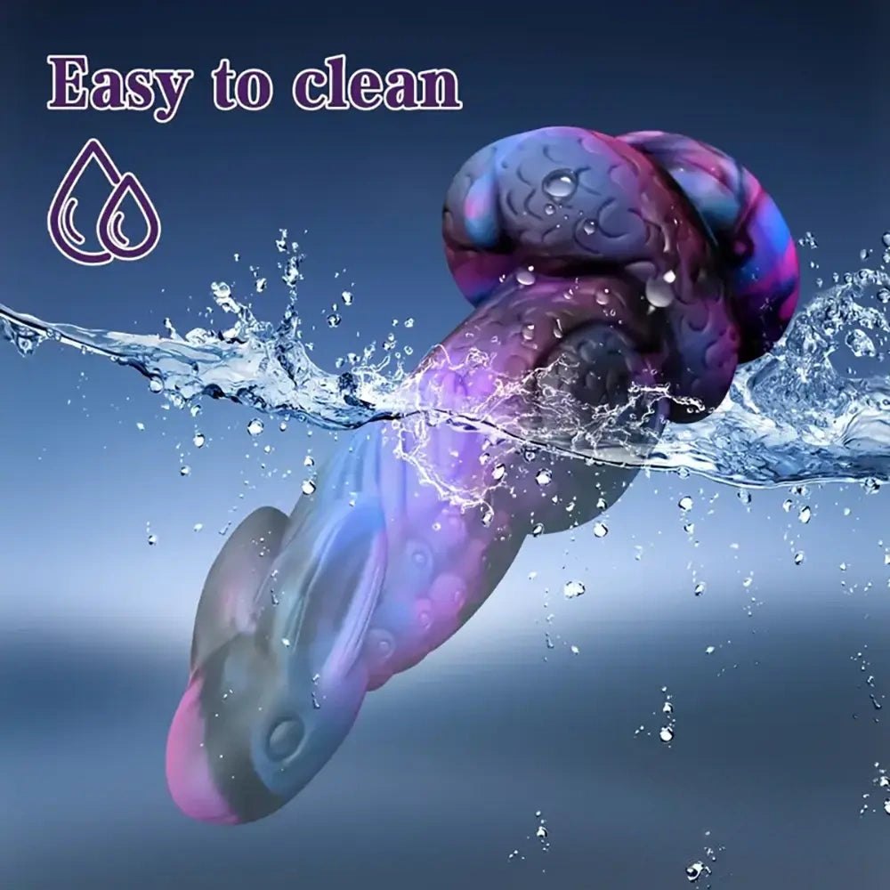 Purple-blue textured silicone suction cup dildo, photo 2