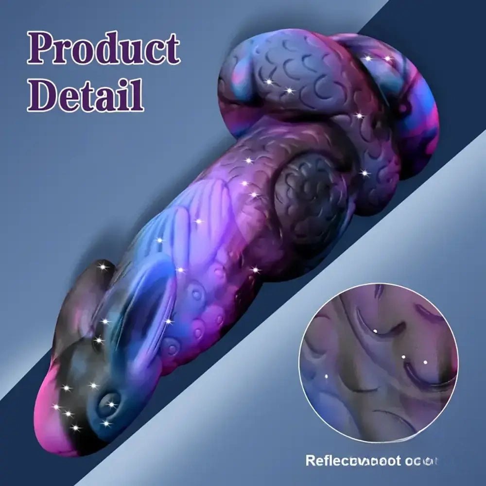 Purple-blue textured silicone suction cup dildo, photo 4
