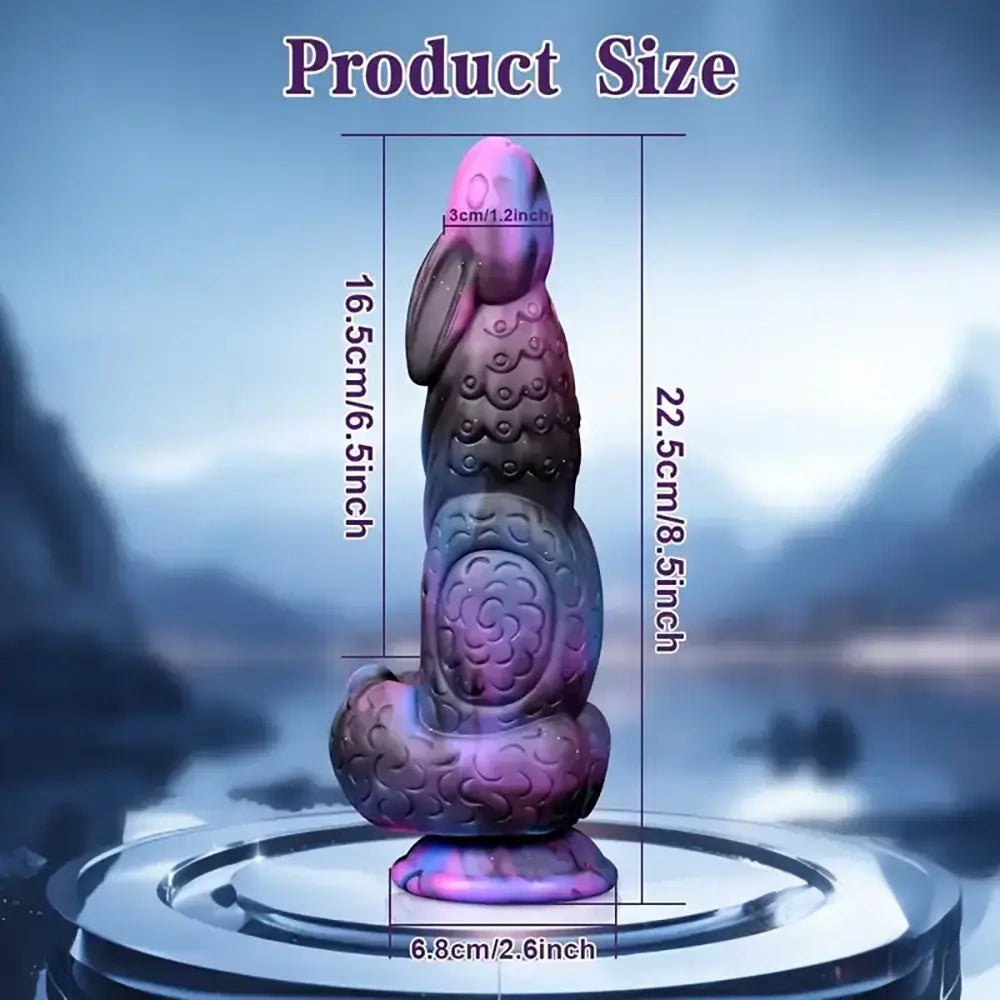 Purple-blue textured silicone suction cup dildo, photo 6