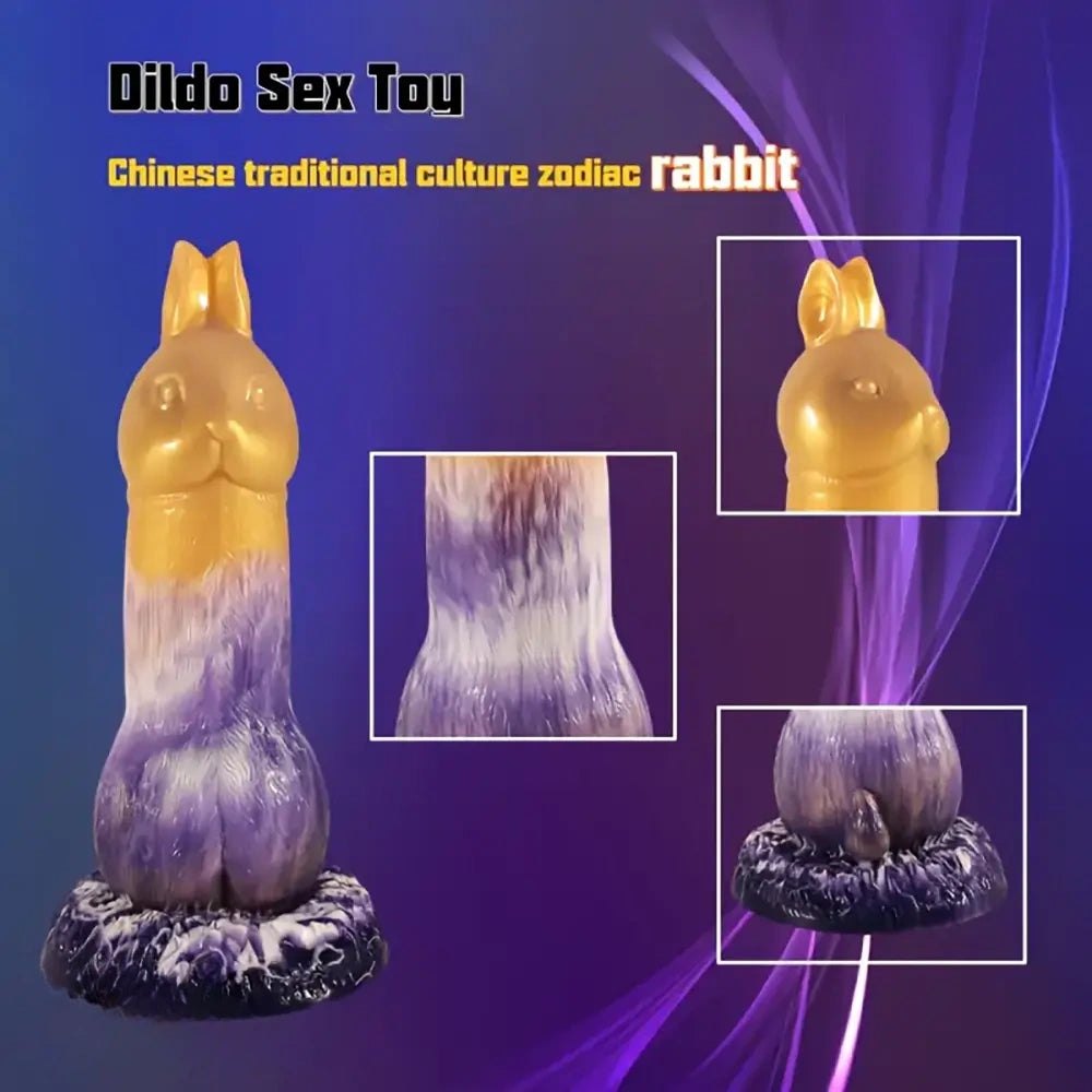 Mixed color rabbit shaped fantasy dildo, photo 5