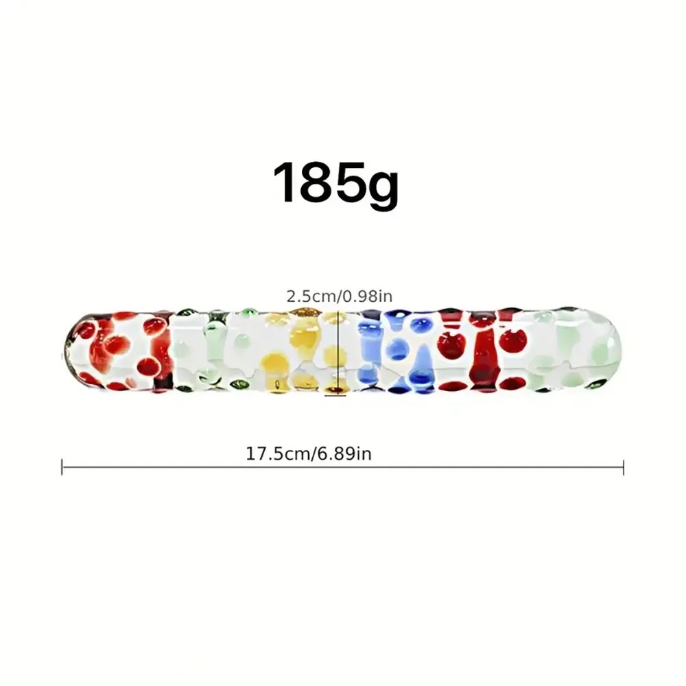 Rainbow dot textured glass dildo, photo 5