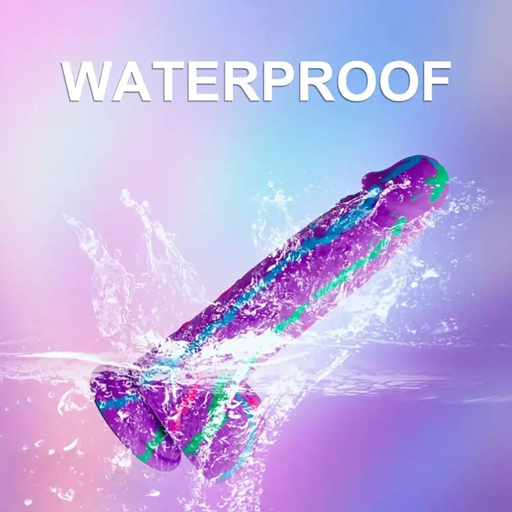 Purple rainbow drip silicone realistic dildo, photo 10
