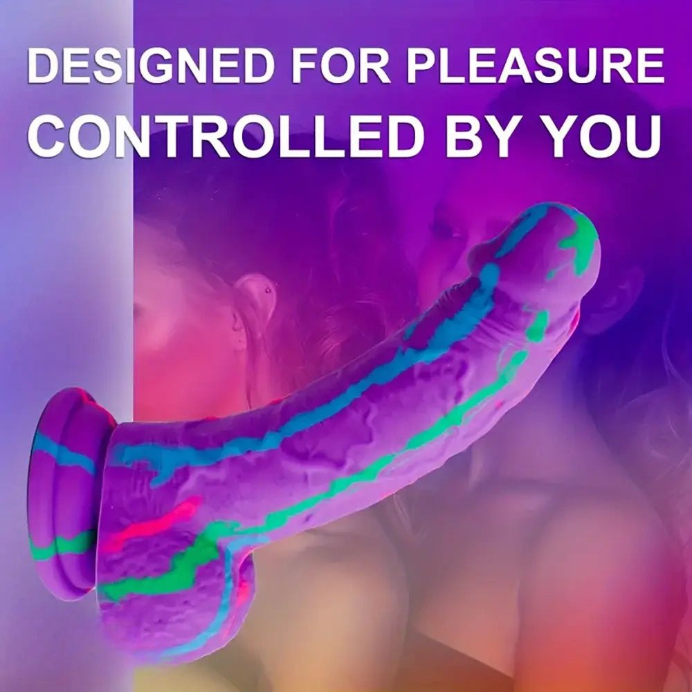 Purple rainbow drip silicone realistic dildo, photo 2