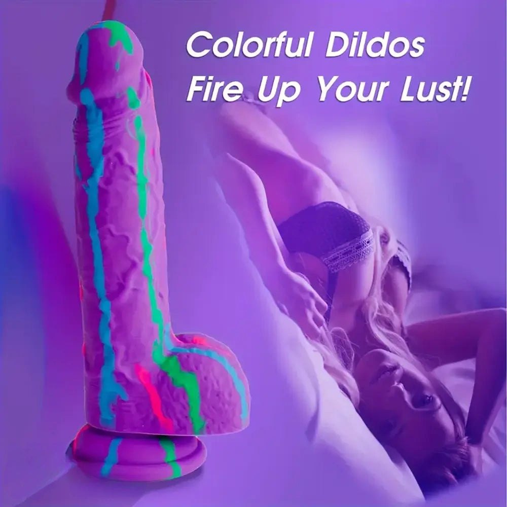 Purple rainbow drip silicone realistic dildo, photo 4