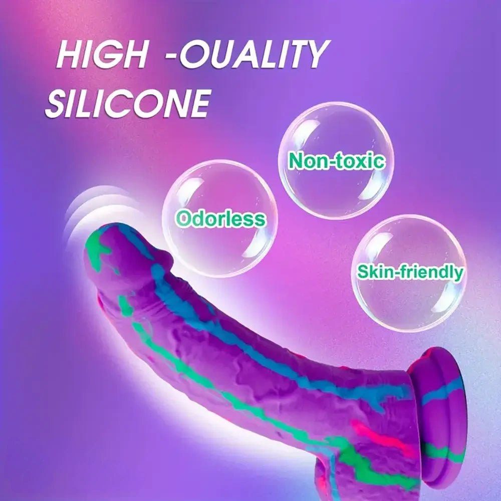 Purple rainbow drip silicone realistic dildo, photo 6