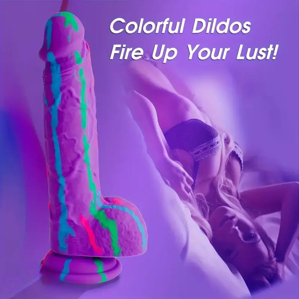 Purple rainbow drip silicone realistic dildo, photo 8