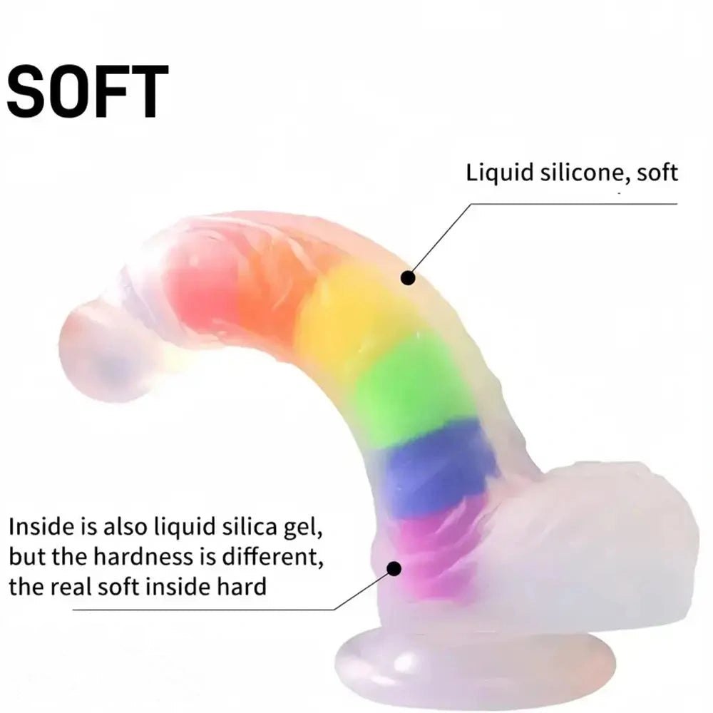 Rainbow dual layer silicone dildo, photo 2