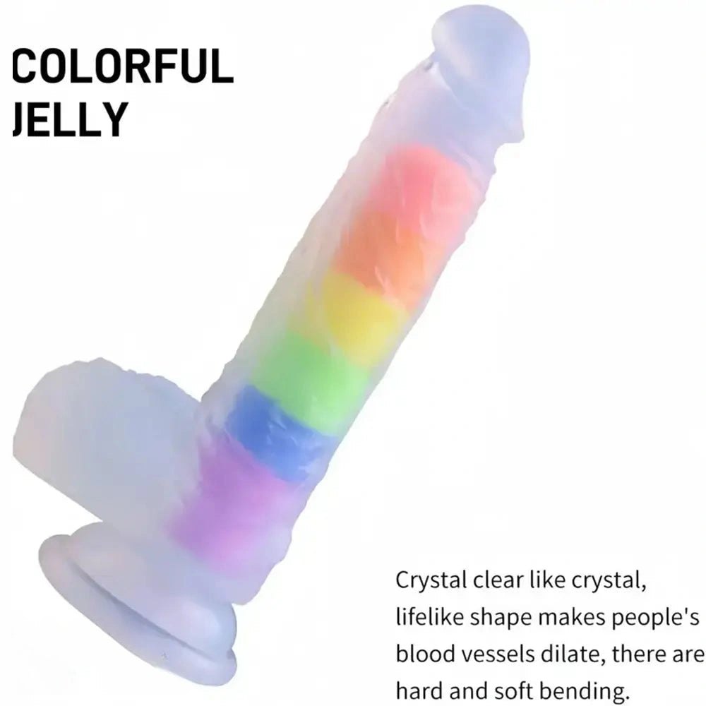 Rainbow dual layer silicone dildo, photo 4