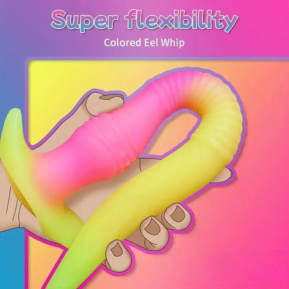 Rainbow silicone eel whip fantasy dildo, photo 2