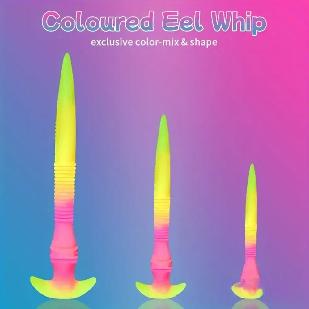 Rainbow silicone eel whip fantasy dildo, photo 4