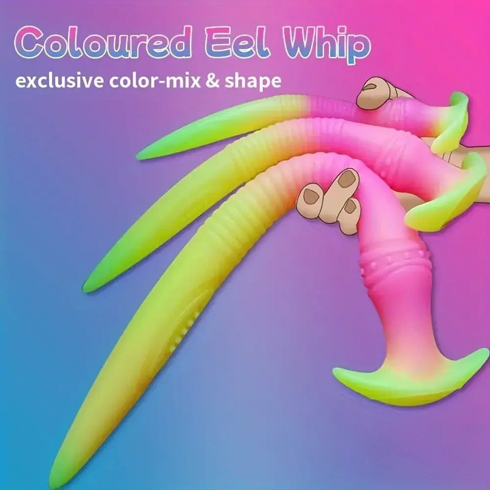 Rainbow silicone eel whip fantasy dildo, photo 5