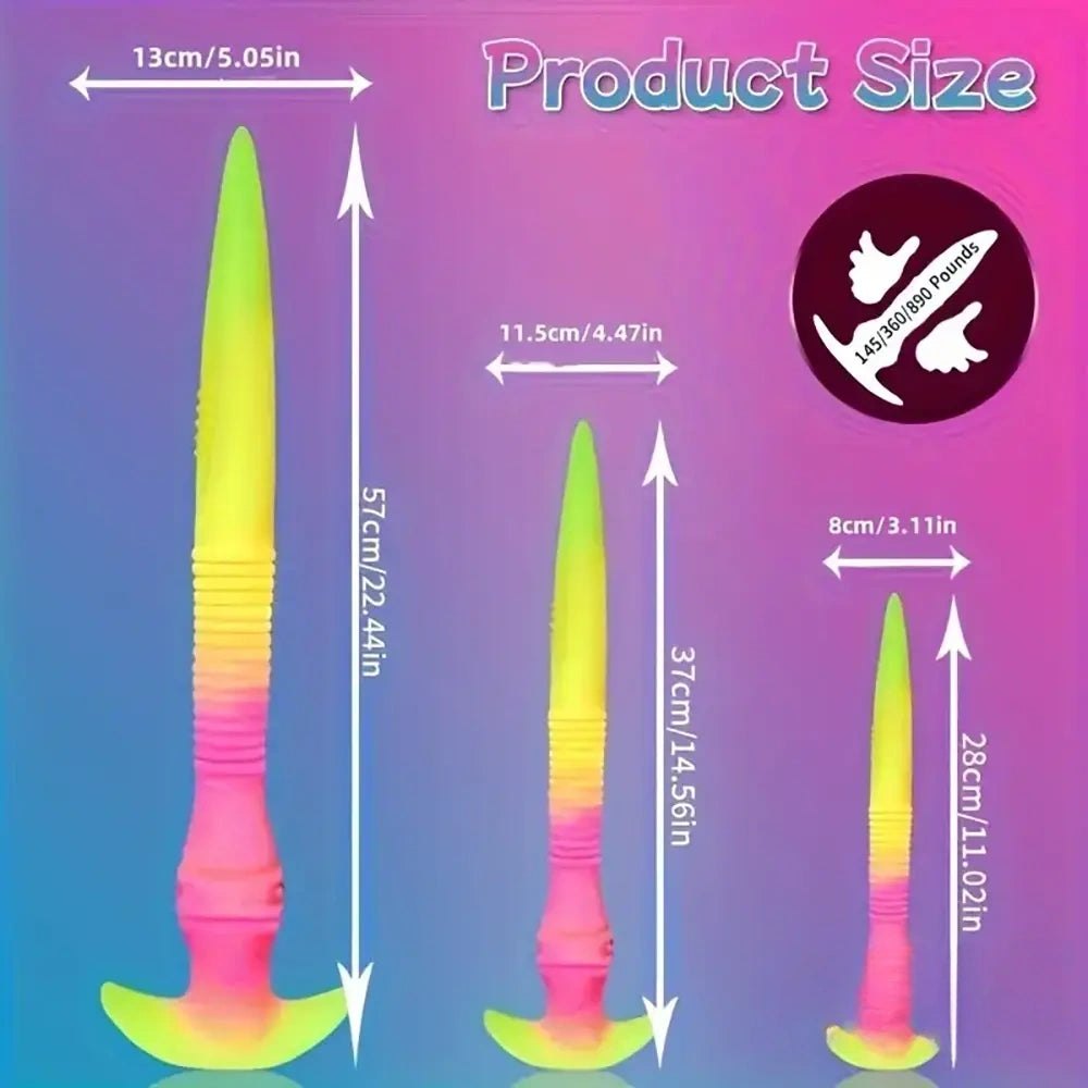 Rainbow silicone eel whip fantasy dildo, photo 6