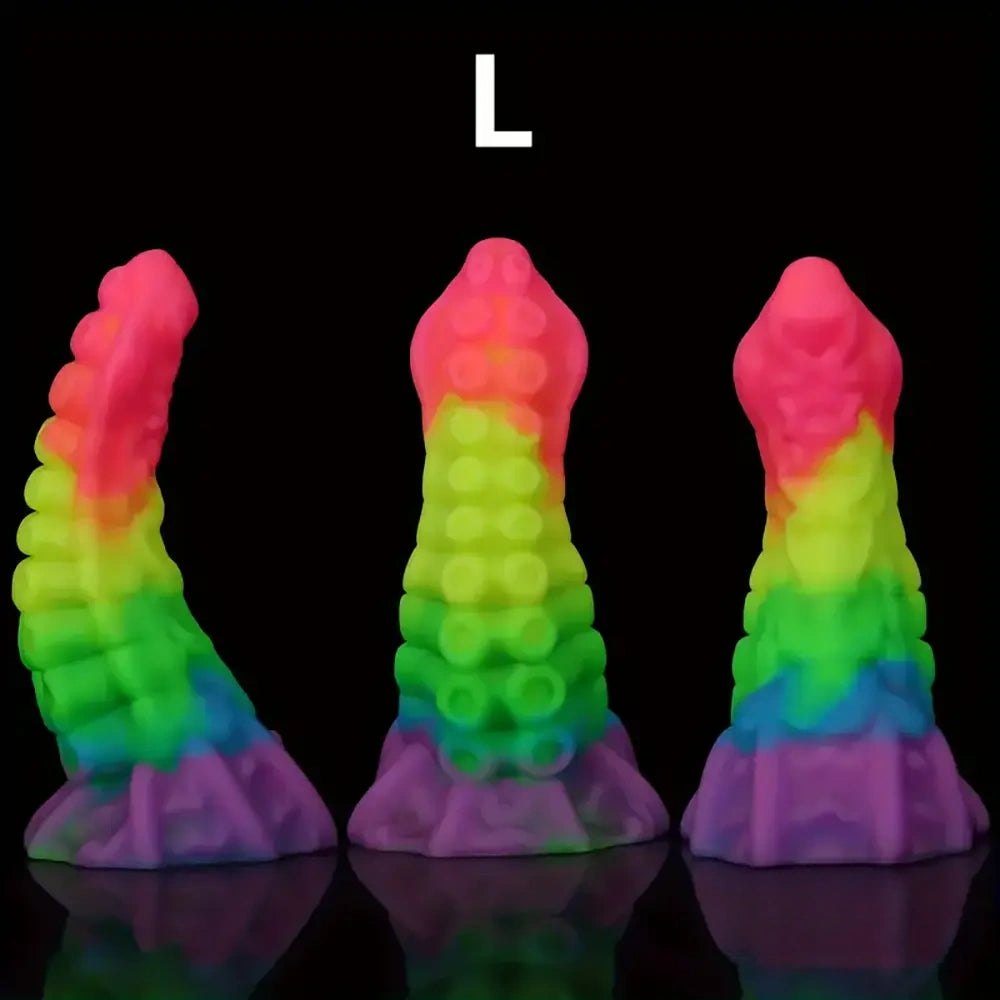 Colorful glowing silicone tentacle dildo, photo 10
