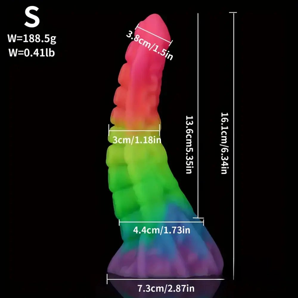 Colorful glowing silicone tentacle dildo, photo 11