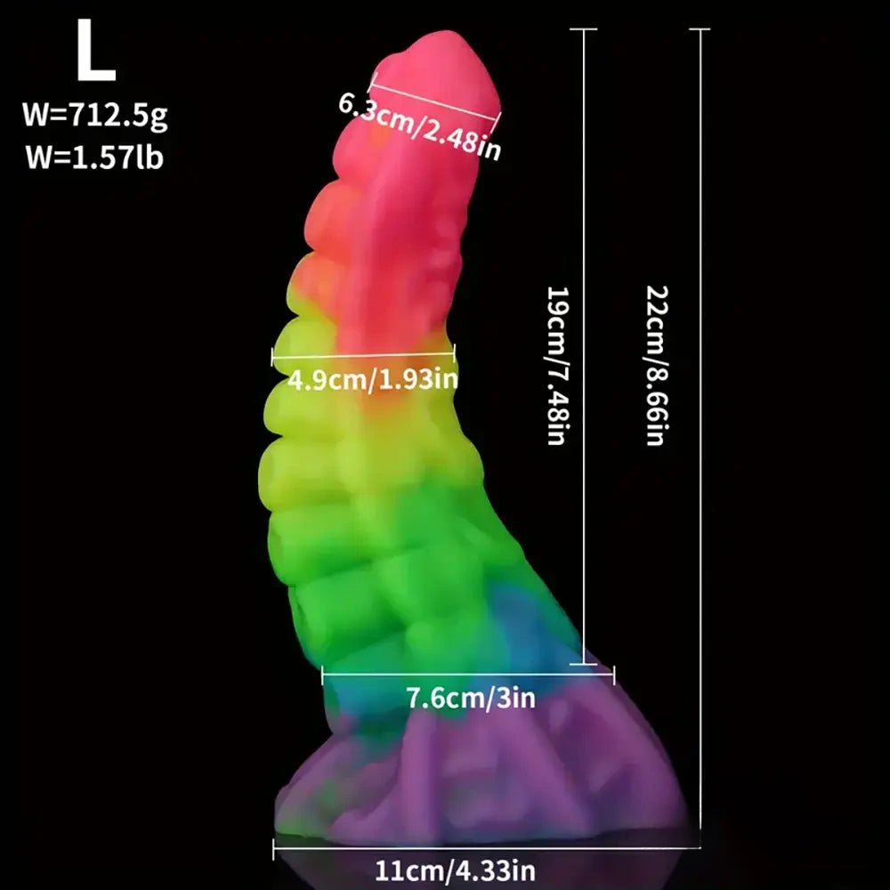 Colorful glowing silicone tentacle dildo, photo 12