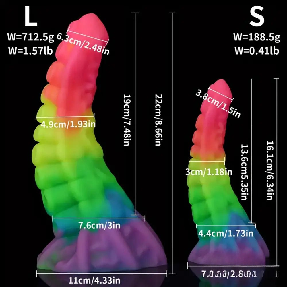 Colorful glowing silicone tentacle dildo, photo 13
