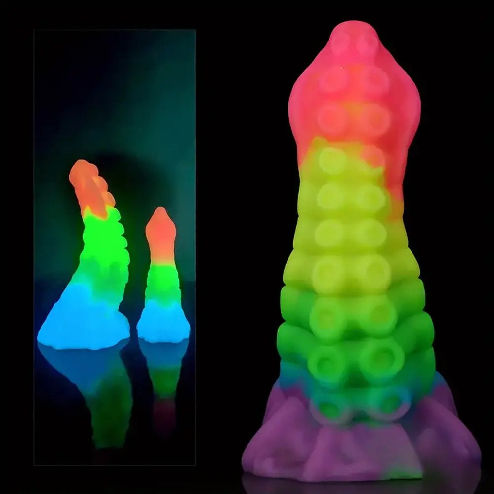Colorful glowing silicone tentacle dildo, photo 2