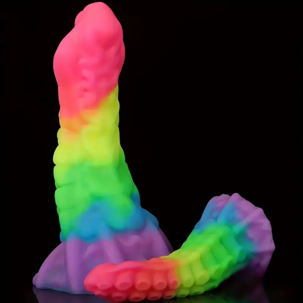 Colorful glowing silicone tentacle dildo, photo 4