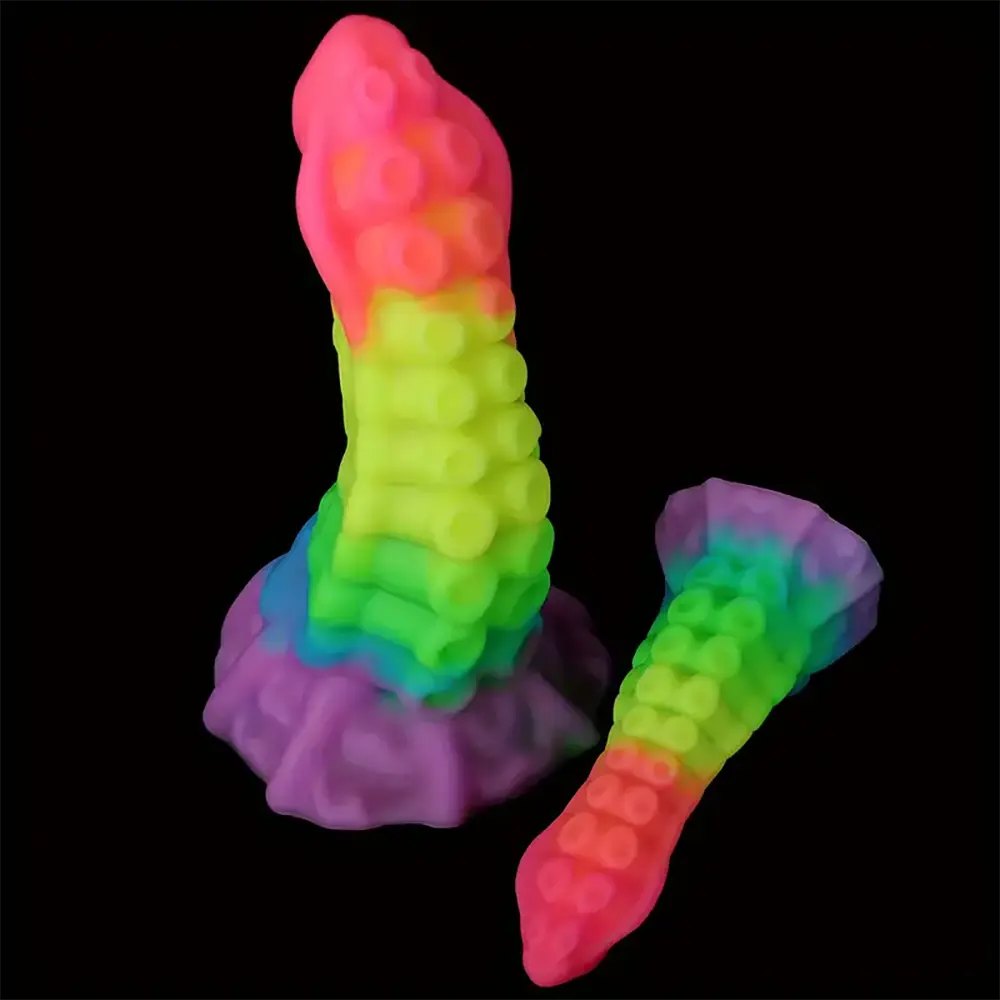 Colorful glowing silicone tentacle dildo, photo 5