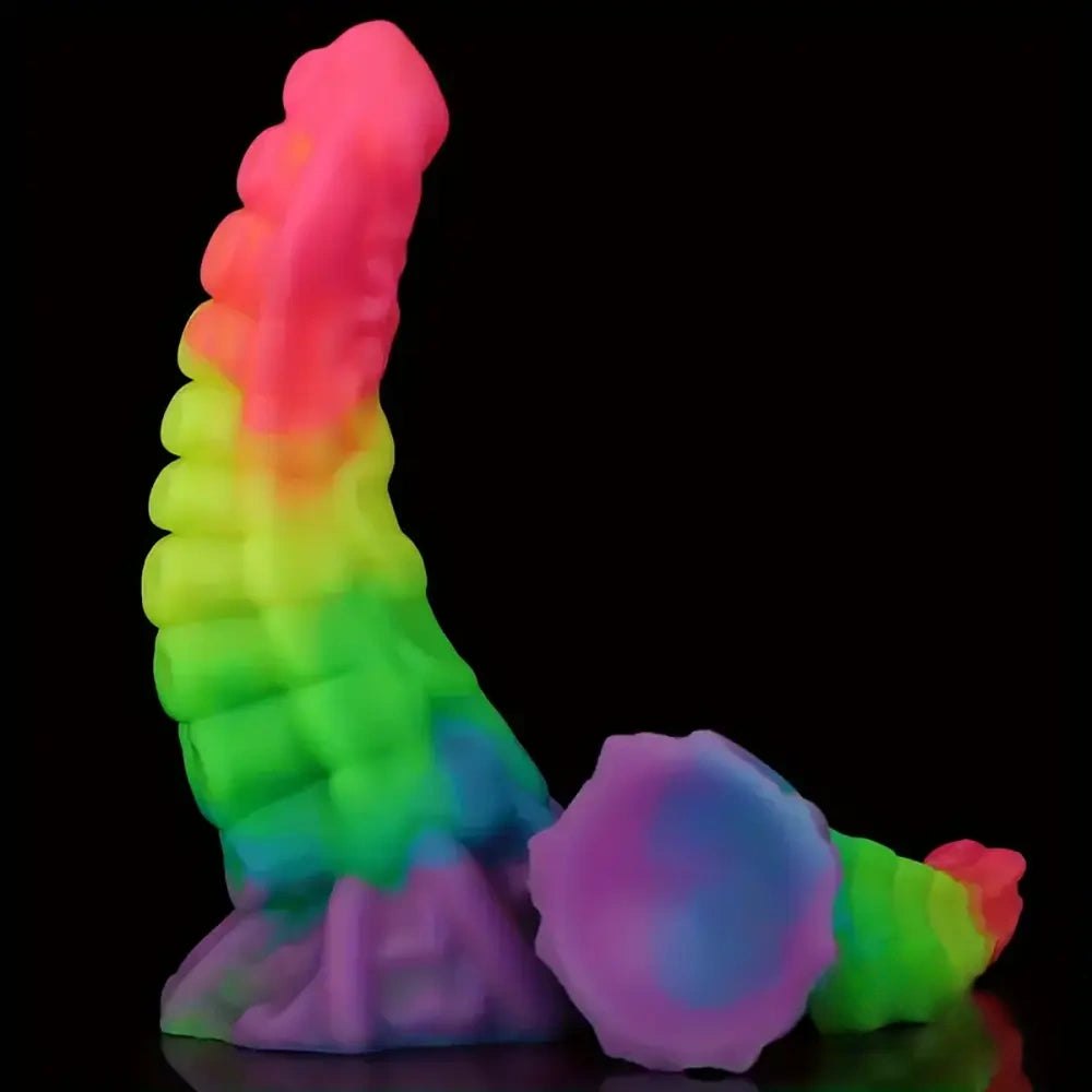 Colorful glowing silicone tentacle dildo, photo 6