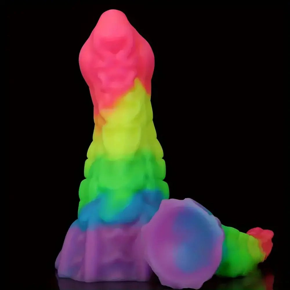 Colorful glowing silicone tentacle dildo, photo 7