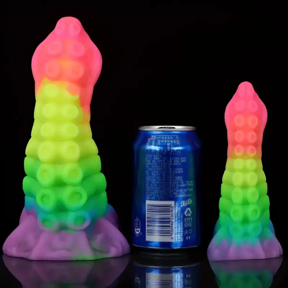 Colorful glowing silicone tentacle dildo, photo 8