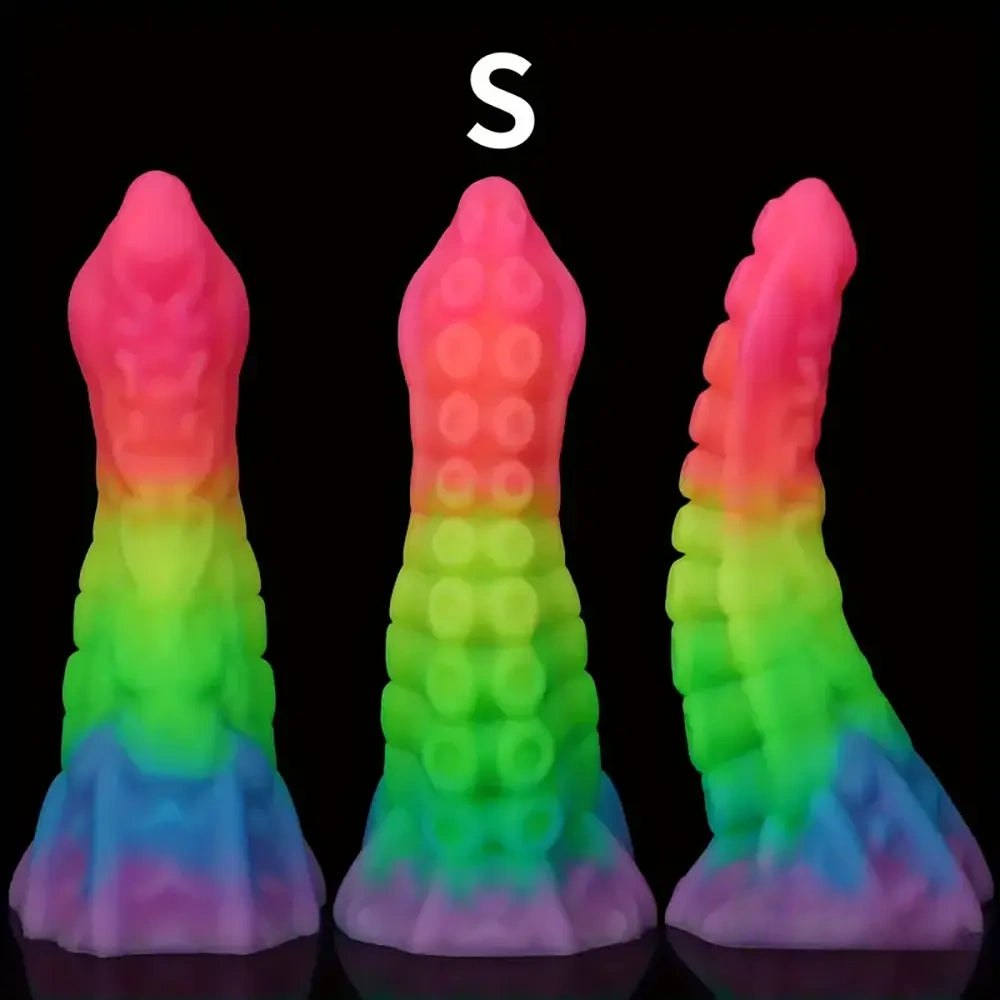 Colorful glowing silicone tentacle dildo, photo 9