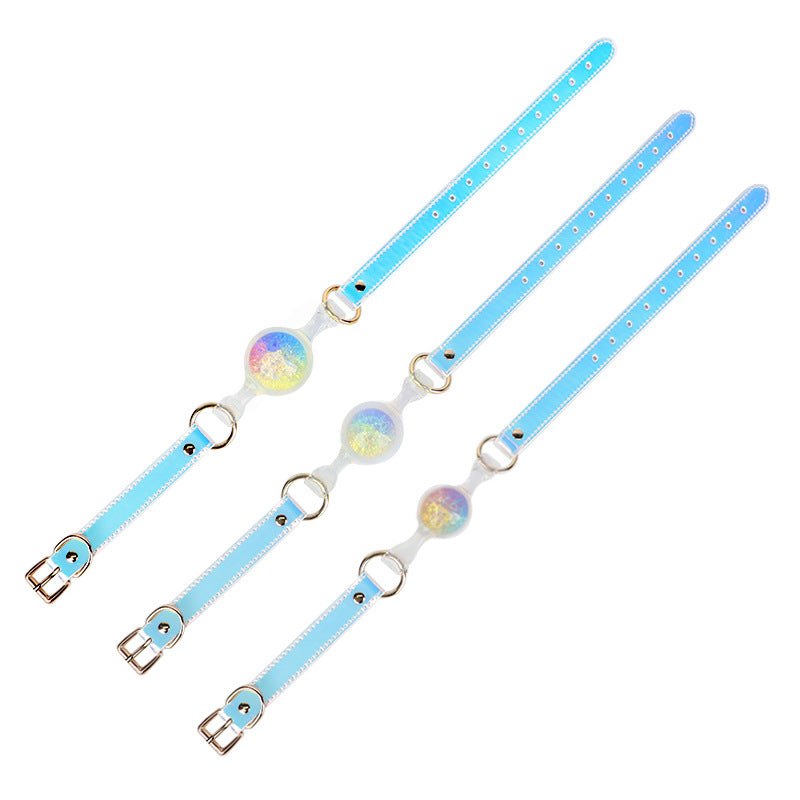 Rainbow gradient silicone ball gag with PU strap, photo 8