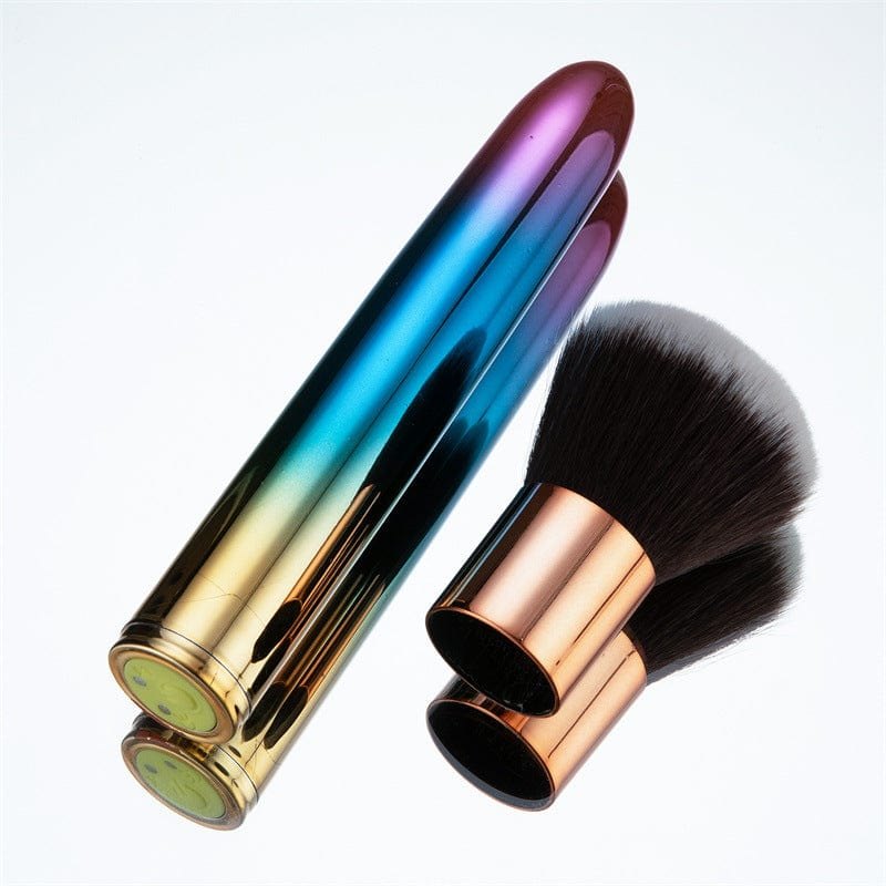 Rainbow metallic bullet vibrator with brush cover, photo 2