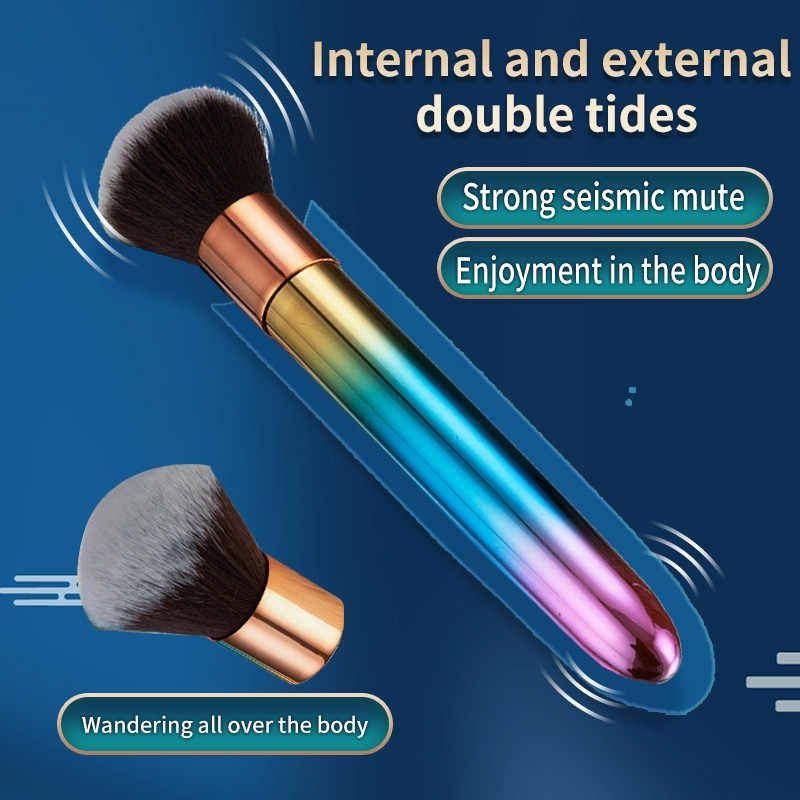 Rainbow metallic bullet vibrator with brush cover, photo 6