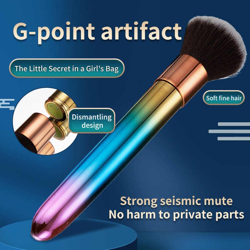 Rainbow metallic bullet vibrator with brush cover, photo 7
