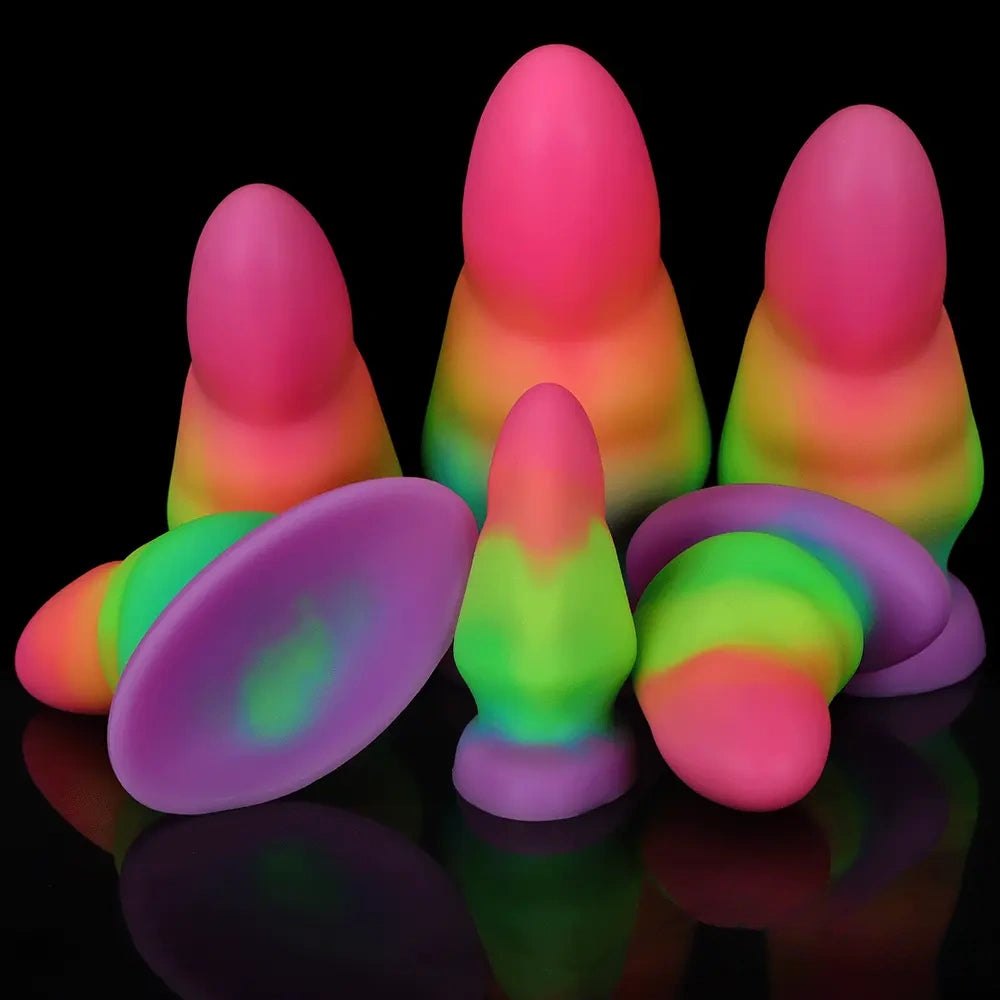 Rainbow ombre silicone butt plug, photo 2
