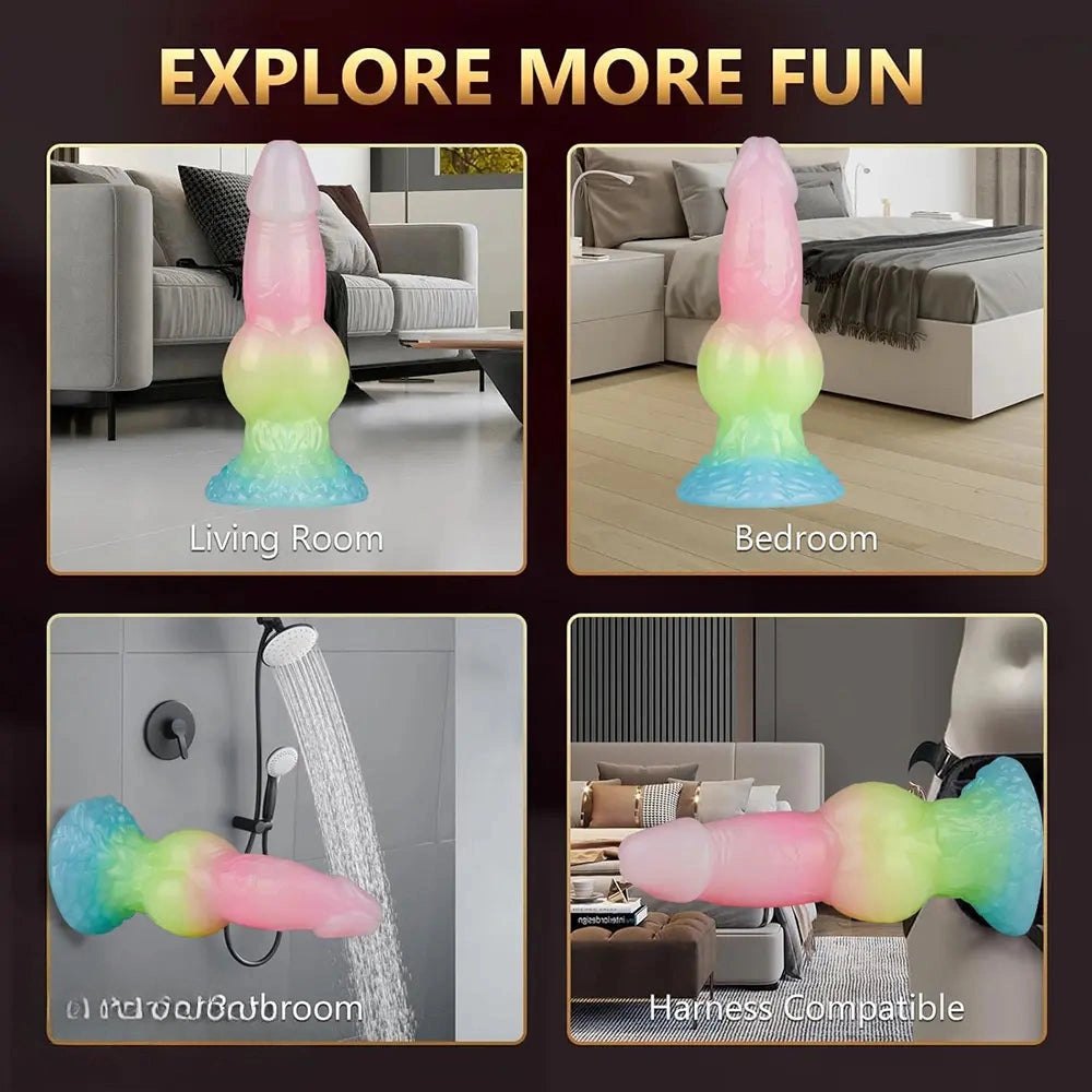Rainbow ombre realistic silicone dildo, photo 7